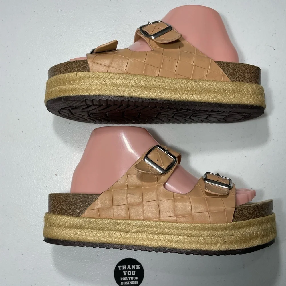 Wells Tan Quilted Double Strap Sandals Size SB-70